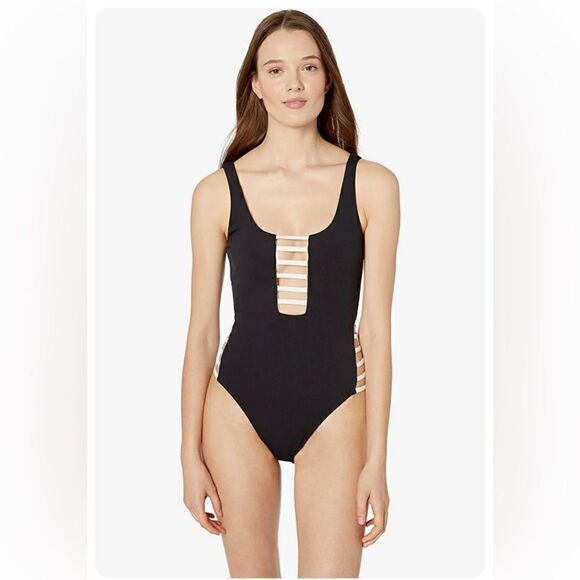 Volcom Womens 185324 Simply Rib Black One Piece Swimsuit Size S - Picture 1 of 3